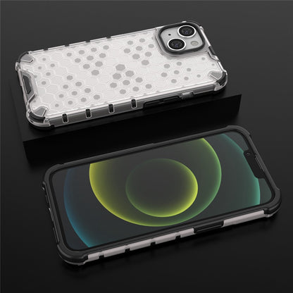 Honeycomb Textured Shockproof Phone Case for iPhone 14 Plus 6.7 inch, Soft TPU + Hard PC Back Cover