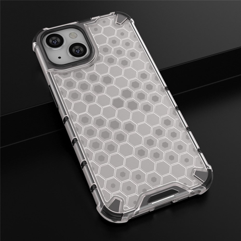 Honeycomb Textured Shockproof Phone Case for iPhone 14 Plus 6.7 inch, Soft TPU + Hard PC Back Cover