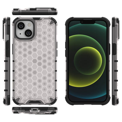 Honeycomb Textured Shockproof Phone Case for iPhone 14 Plus 6.7 inch, Soft TPU + Hard PC Back Cover