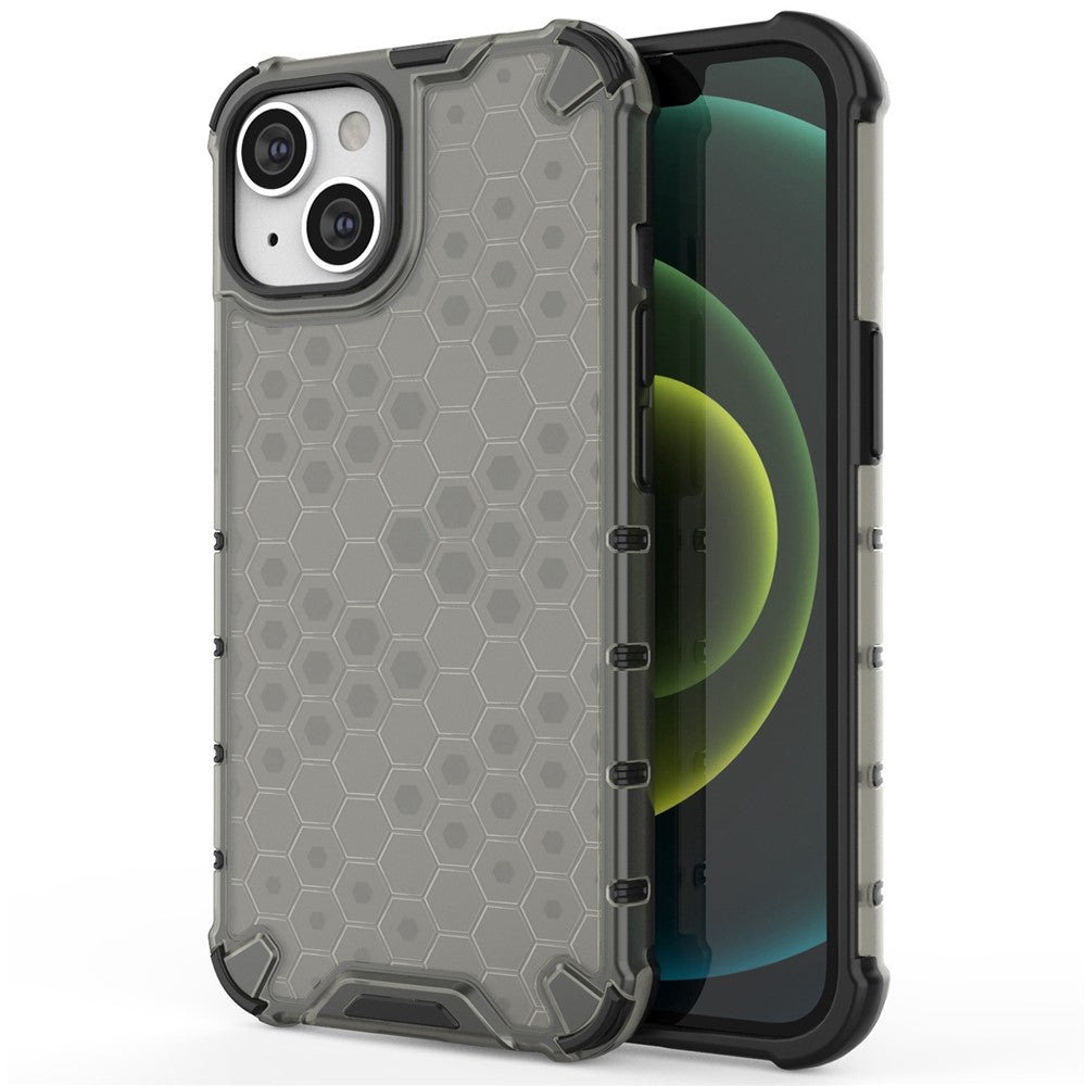 Honeycomb Textured Shockproof Phone Case for iPhone 14 Plus 6.7 inch, Soft TPU + Hard PC Back Cover