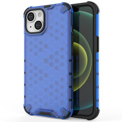 Honeycomb Textured Shockproof Phone Case for iPhone 14 Plus 6.7 inch, Soft TPU + Hard PC Back Cover