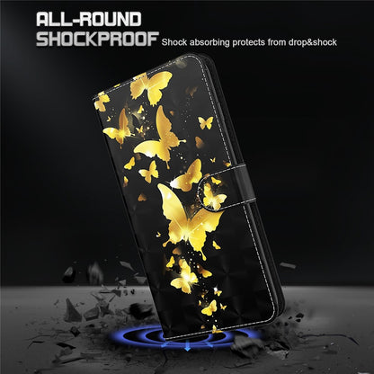 For iPhone 14 6.1 inch Shockproof PU Leather Phone Case Stand 3D Pattern Printed Magnet Closure Wallet Full Protection Phone Cover with Strap