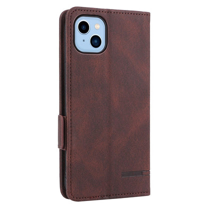 For iPhone 14 Plus 6.7 inch Anti-drop Stand Wallet Phone Case PU Leather Hardware Design Magnetic Closure Cover