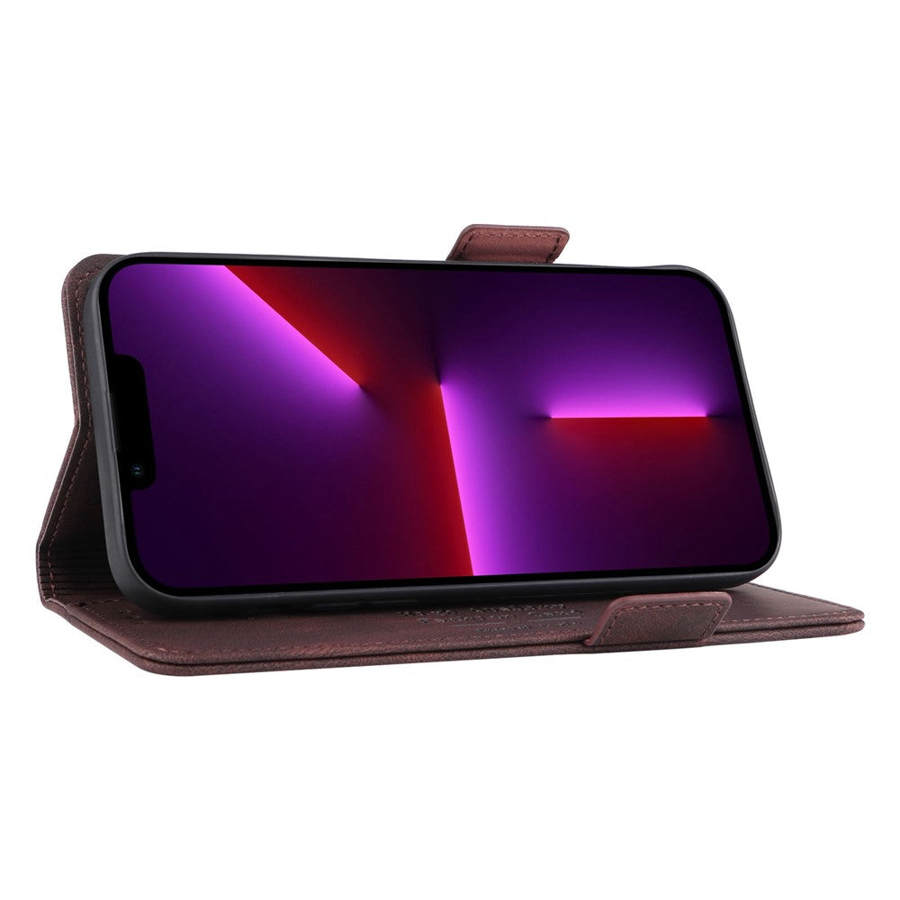For iPhone 14 Plus 6.7 inch Anti-drop Stand Wallet Phone Case PU Leather Hardware Design Magnetic Closure Cover