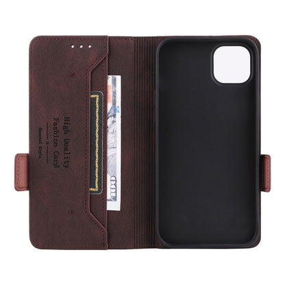 For iPhone 14 Plus 6.7 inch Anti-drop Stand Wallet Phone Case PU Leather Hardware Design Magnetic Closure Cover