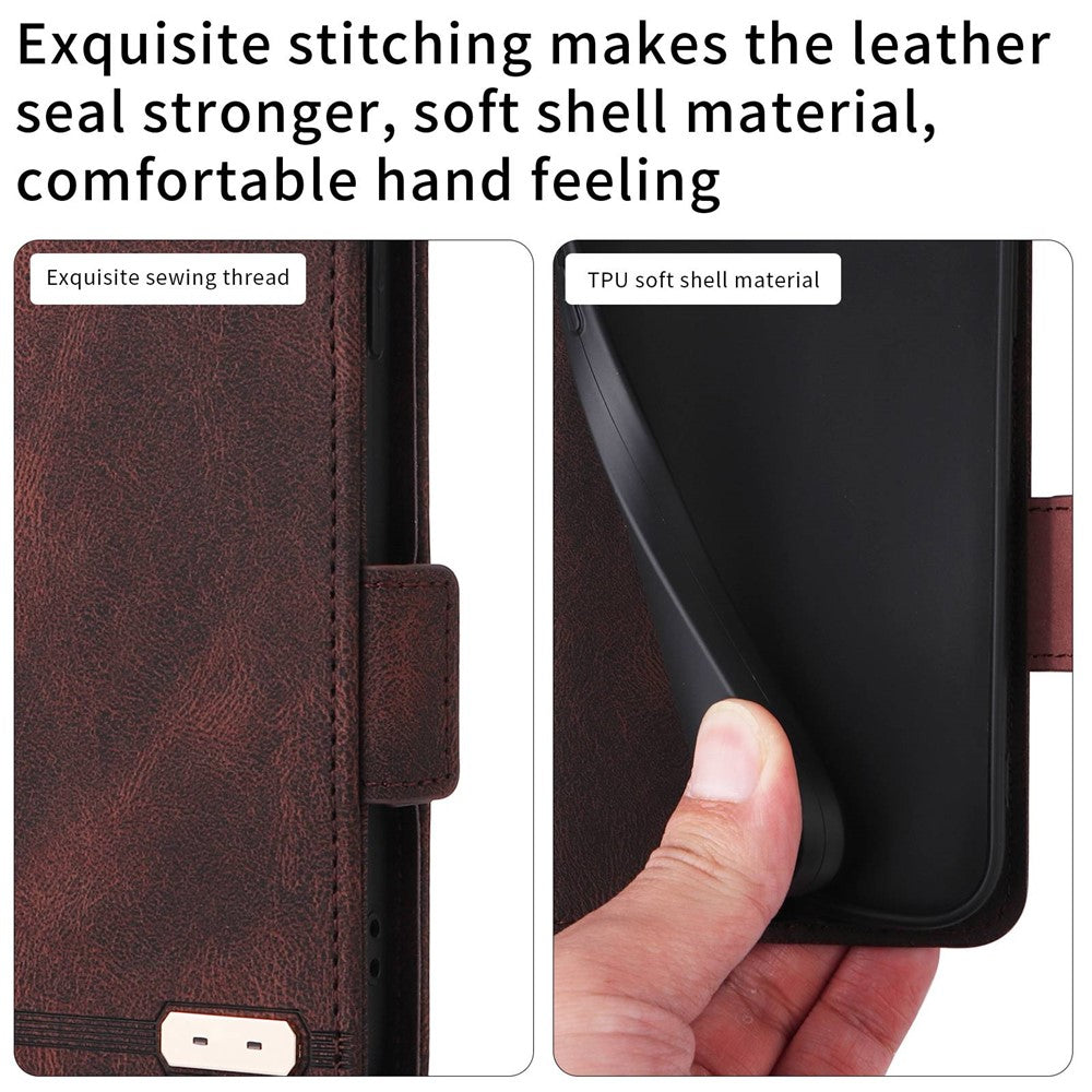 For iPhone 14 Plus 6.7 inch Anti-drop Stand Wallet Phone Case PU Leather Hardware Design Magnetic Closure Cover