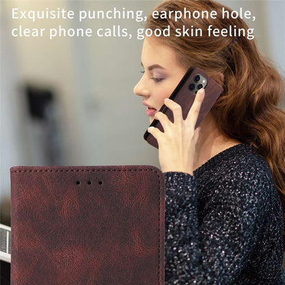 For iPhone 14 Plus 6.7 inch Anti-drop Stand Wallet Phone Case PU Leather Hardware Design Magnetic Closure Cover