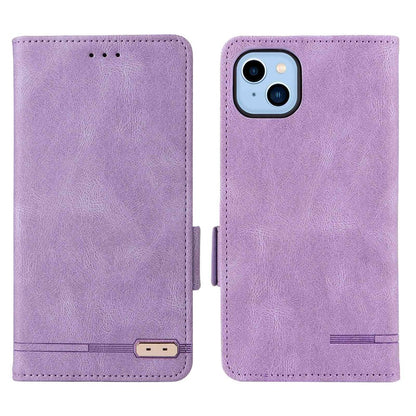 For iPhone 14 Plus 6.7 inch Anti-drop Stand Wallet Phone Case PU Leather Hardware Design Magnetic Closure Cover