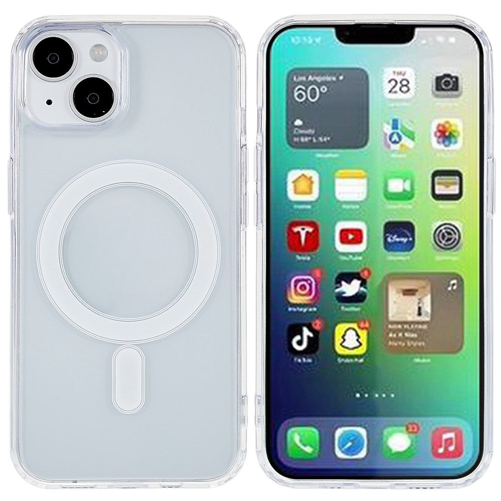 Magnetic Case for iPhone 14 Plus 6.7 inch Compatible with MagSafe, Hard Acrylic Soft TPU Transparent Shockproof Shell