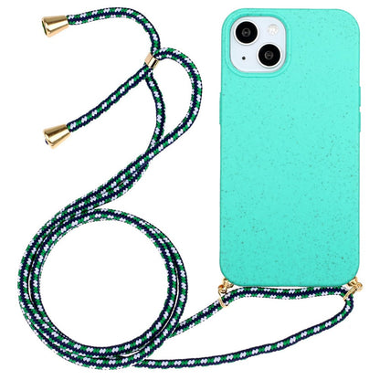 Phone Case for iPhone 14 Plus 6.7 inch, Wheat Straw + TPU Protective Smartphone Cover with Adjustable Lanyard