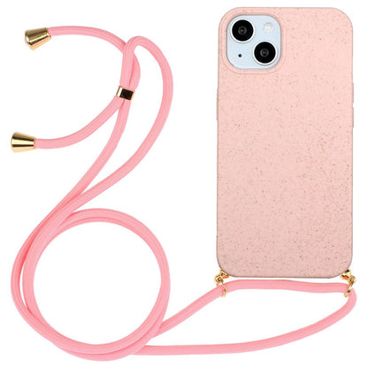 Phone Case for iPhone 14 Plus 6.7 inch, Wheat Straw + TPU Protective Smartphone Cover with Adjustable Lanyard