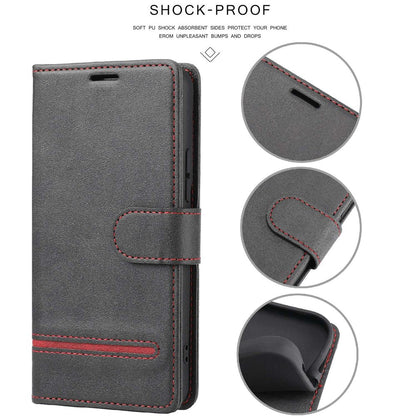 For iPhone 14 6.1 inch Anti-wear Phone Cover Shockproof Splicing Flip Leather Case Wallet Stand with Magnetic Closing Clasp