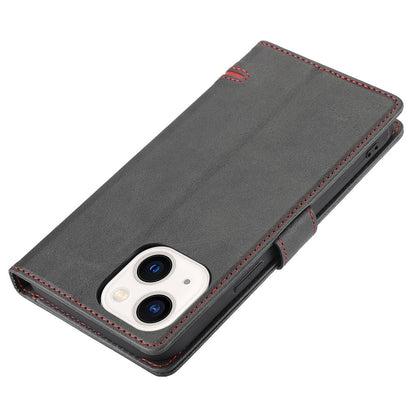 For iPhone 14 6.1 inch Anti-wear Phone Cover Shockproof Splicing Flip Leather Case Wallet Stand with Magnetic Closing Clasp