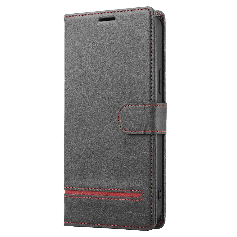 For iPhone 14 6.1 inch Anti-wear Phone Cover Shockproof Splicing Flip Leather Case Wallet Stand with Magnetic Closing Clasp
