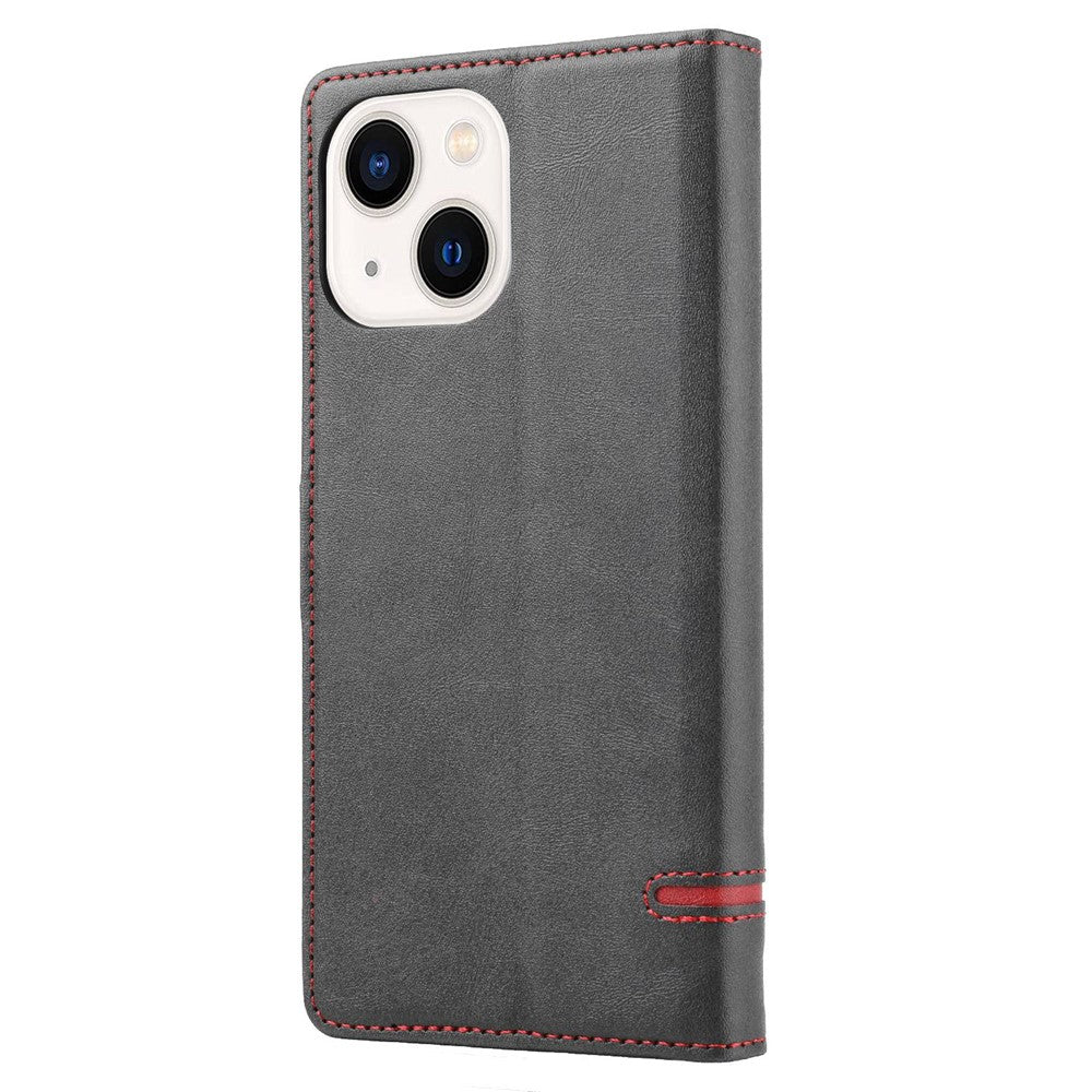 For iPhone 14 6.1 inch Anti-wear Phone Cover Shockproof Splicing Flip Leather Case Wallet Stand with Magnetic Closing Clasp