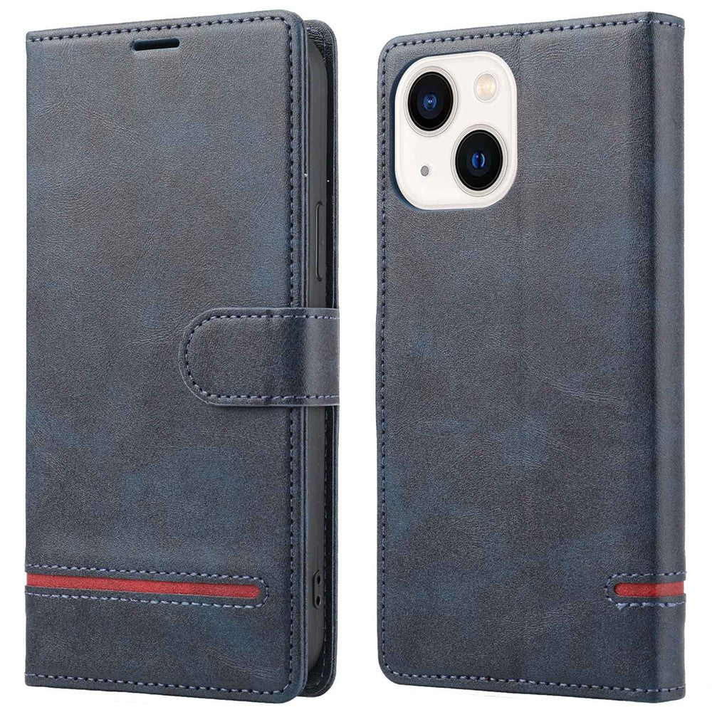 For iPhone 14 6.1 inch Anti-wear Phone Cover Shockproof Splicing Flip Leather Case Wallet Stand with Magnetic Closing Clasp
