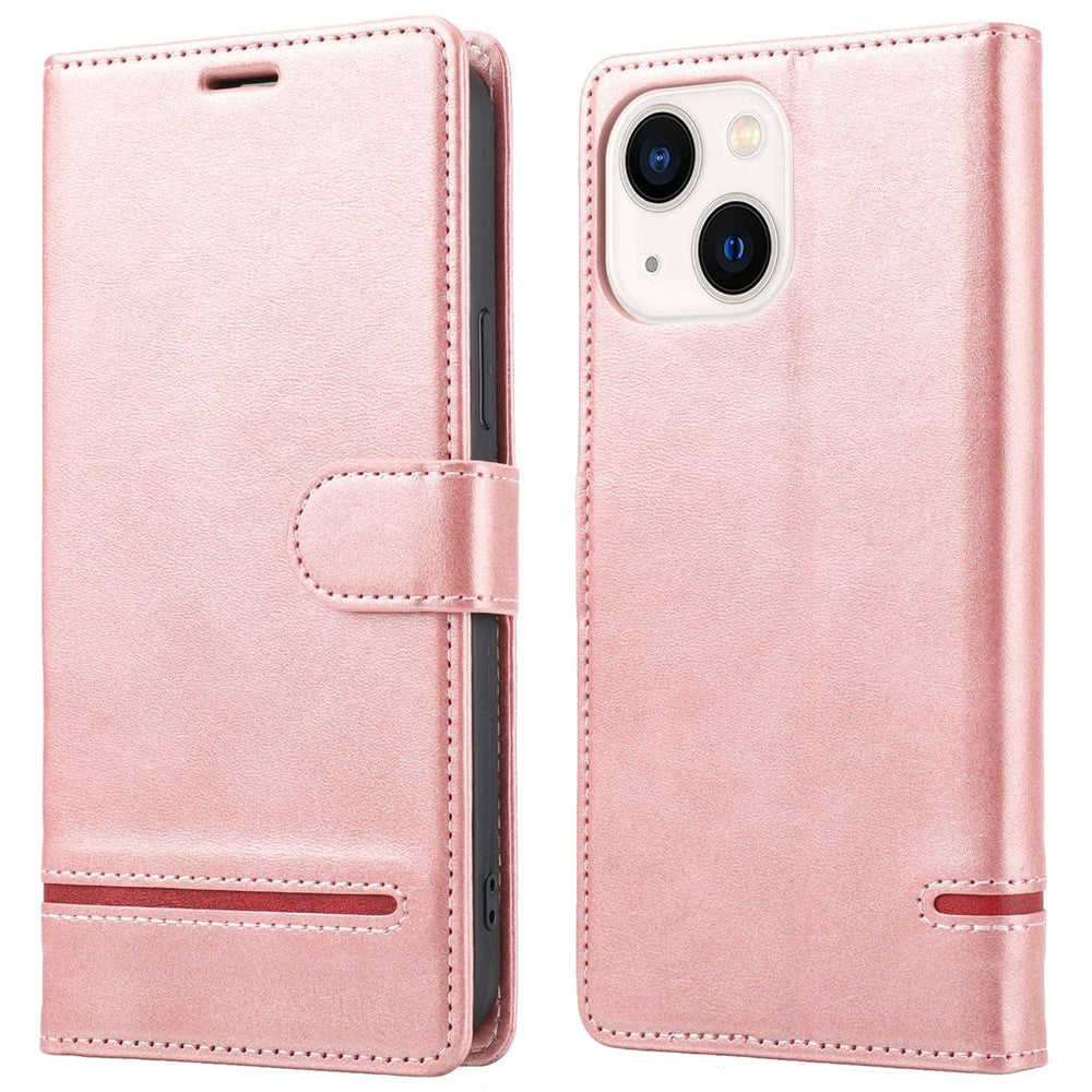 For iPhone 14 6.1 inch Anti-wear Phone Cover Shockproof Splicing Flip Leather Case Wallet Stand with Magnetic Closing Clasp
