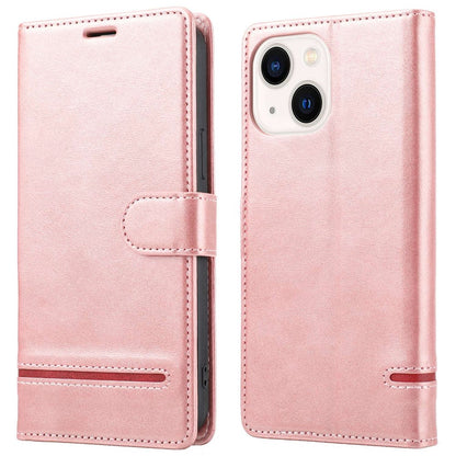 For iPhone 14 6.1 inch Anti-wear Phone Cover Shockproof Splicing Flip Leather Case Wallet Stand with Magnetic Closing Clasp