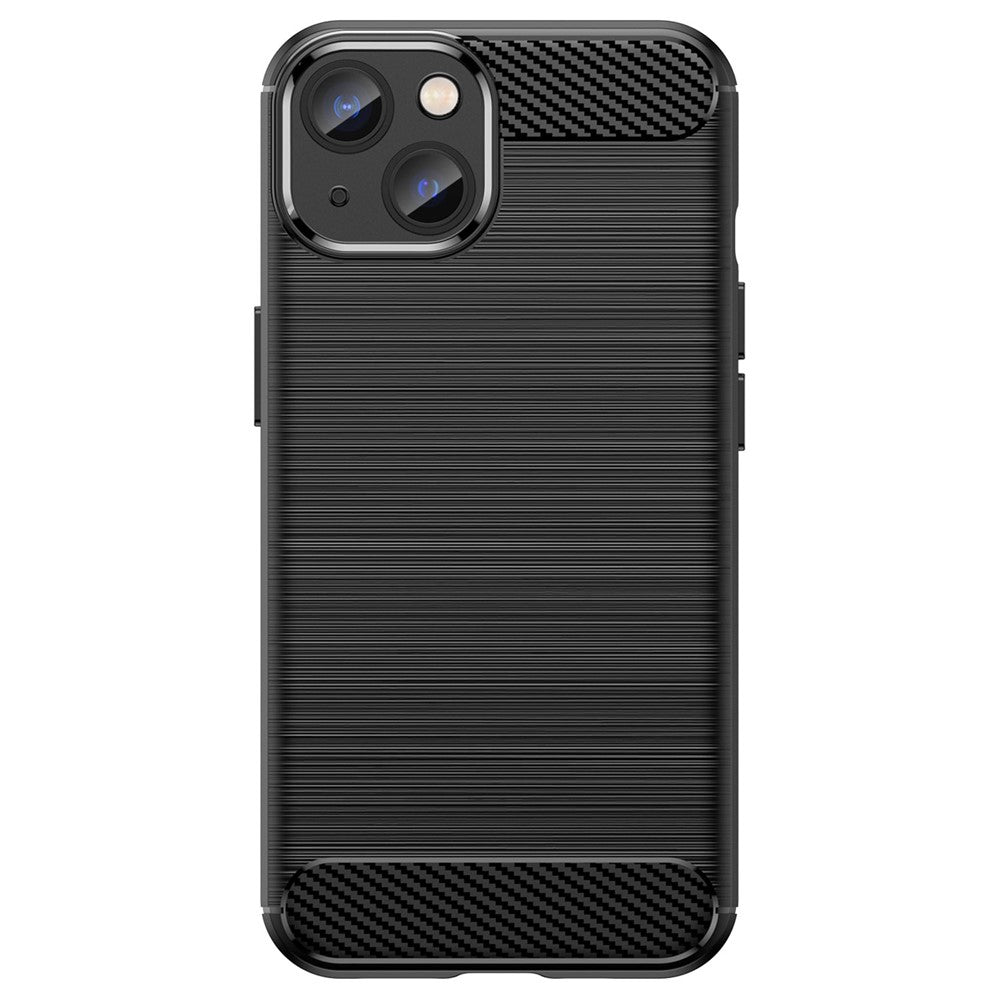 Protective Case for iPhone 14 6.1 inch Brushed Carbon Fiber Texture TPU Cover Anti-Drop Cell Phone Case