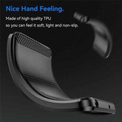 Protective Case for iPhone 14 6.1 inch Brushed Carbon Fiber Texture TPU Cover Anti-Drop Cell Phone Case