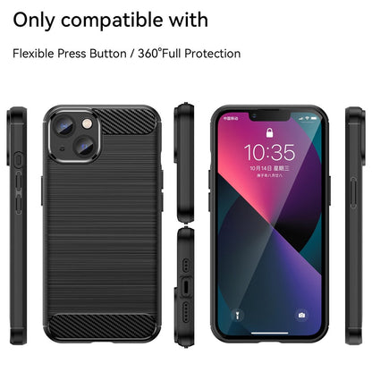 Protective Case for iPhone 14 6.1 inch Brushed Carbon Fiber Texture TPU Cover Anti-Drop Cell Phone Case