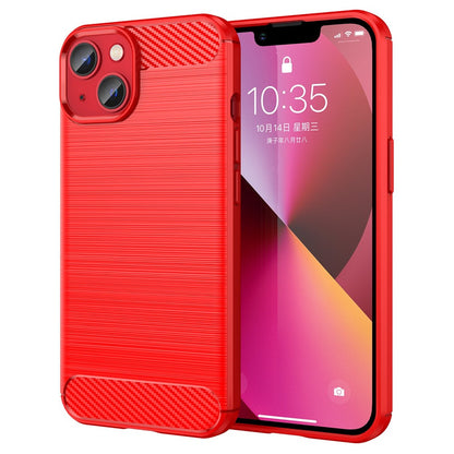 Protective Case for iPhone 14 6.1 inch Brushed Carbon Fiber Texture TPU Cover Anti-Drop Cell Phone Case