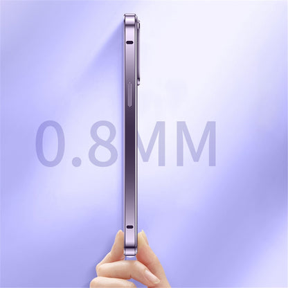 For iPhone 14 Anti-Scratch Phone Case Full Guard Shockproof Case Magnetic Metal Frame + Tempered Glass Phone Cover with Self-Locking Buckle