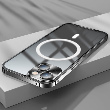 Anti-Drop Magnetic Case for iPhone 14 Protective Slim Cover PC + Metal Matte Phone Case with Integrated Lens Cover