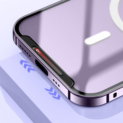 Anti-Drop Magnetic Case for iPhone 14 Protective Slim Cover PC + Metal Matte Phone Case with Integrated Lens Cover