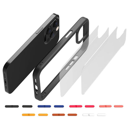 For iPhone 14 Pro Max 9H Hardness Tempered Glass Back Cover Matte TPU Frame Shockproof Transparent Phone Case