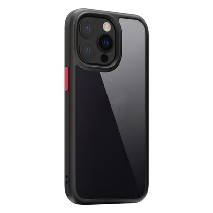 For iPhone 14 Pro Max 9H Hardness Tempered Glass Back Cover Matte TPU Frame Shockproof Transparent Phone Case