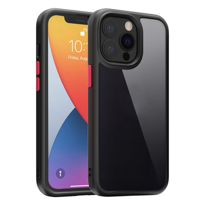 For iPhone 14 Pro Max 9H Hardness Tempered Glass Back Cover Matte TPU Frame Shockproof Transparent Phone Case