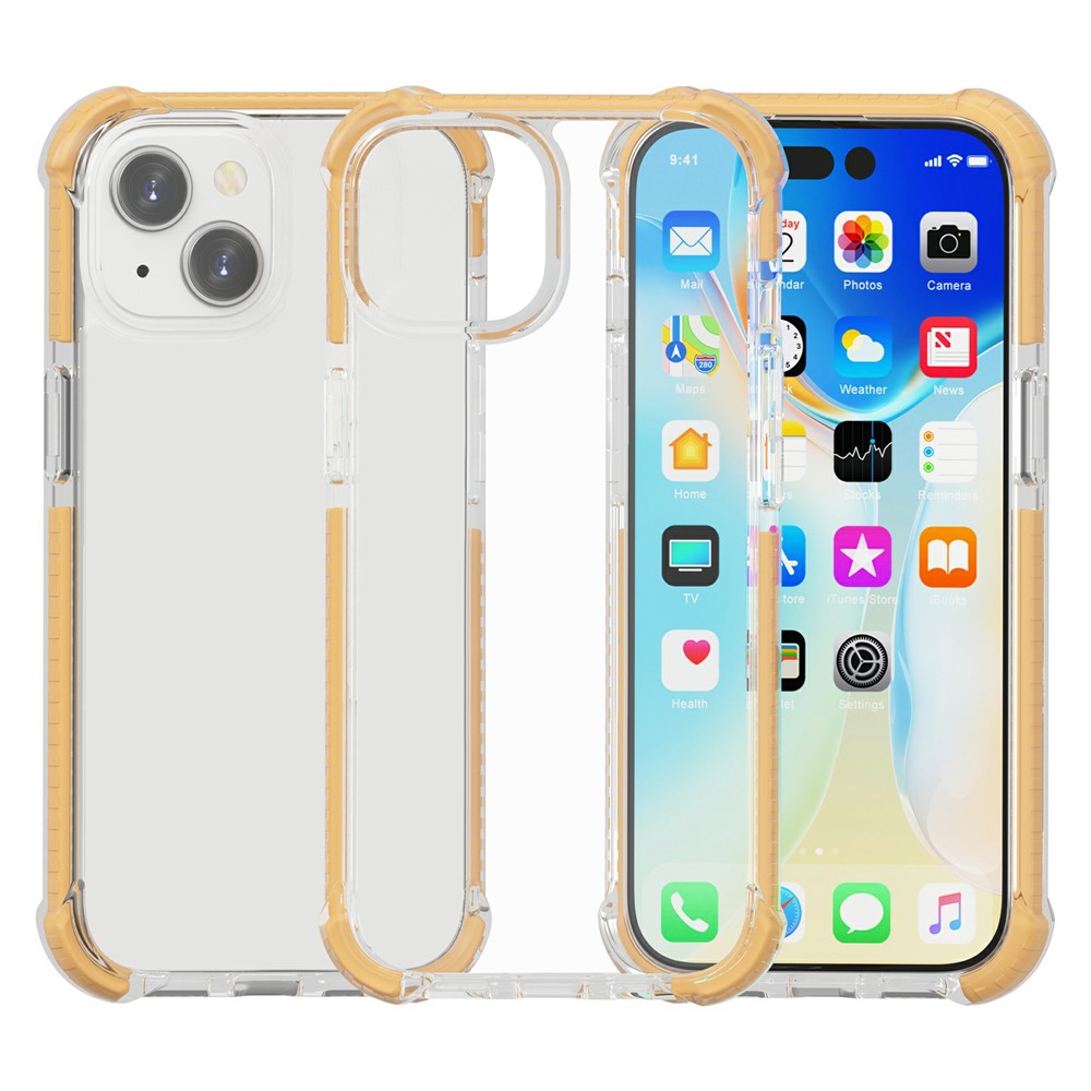 For iPhone 15 Case Four Corners Anti Drop Clear TPU + TPE + PC Phone Cover