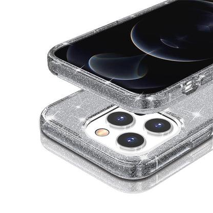 For iPhone 15 Pro Sparkly Glitter Anti-Scratch Case Hard PC + Soft TPU Phone Cover