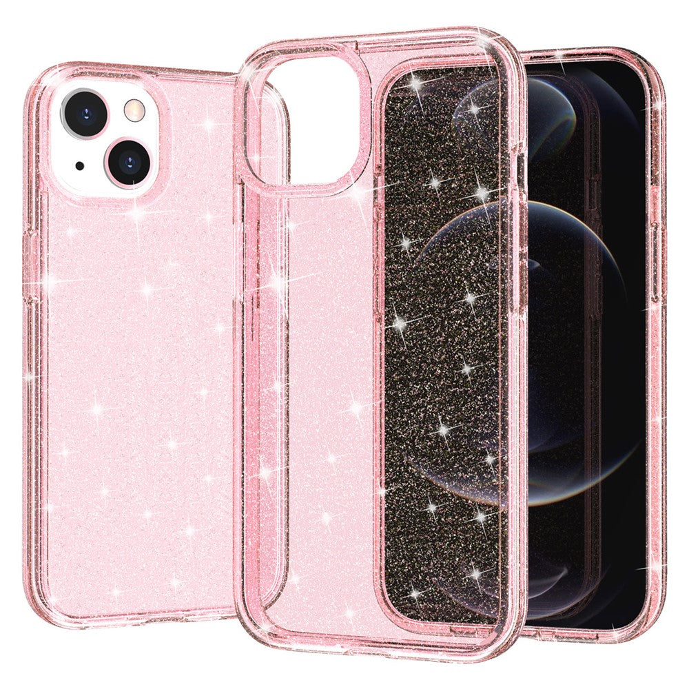 For iPhone 15 Plus Sparkly Glitter Protective Case Shockproof Hard PC + Soft TPU Phone Cover