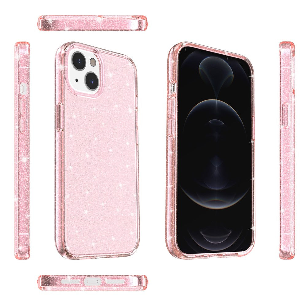 For iPhone 15 Plus Sparkly Glitter Protective Case Shockproof Hard PC + Soft TPU Phone Cover