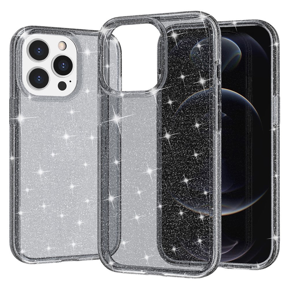 For iPhone 15 Pro Max Sparkly Glitter Protective Case Hard PC + Soft TPU Anti-scratch Phone Cover