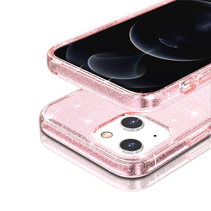 For iPhone 15 Bump Proof Protective Case Sparkly Glitter Hard PC + Soft TPU Phone Cover