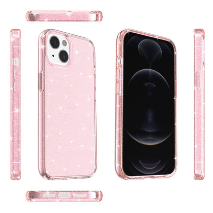 For iPhone 15 Bump Proof Protective Case Sparkly Glitter Hard PC + Soft TPU Phone Cover