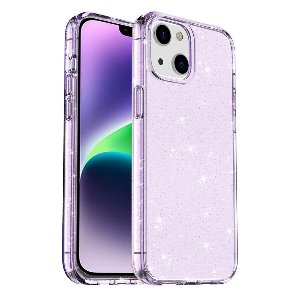 For iPhone 15 Bump Proof Protective Case Sparkly Glitter Hard PC + Soft TPU Phone Cover