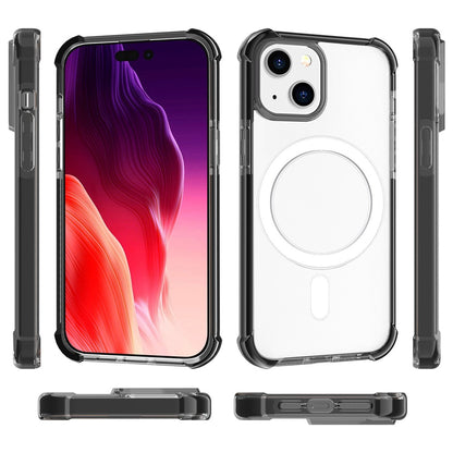 For iPhone 15 Clear Phone Case Four Corners Anti-Drop Acrylic+TPU Cover Compatible with MagSafe