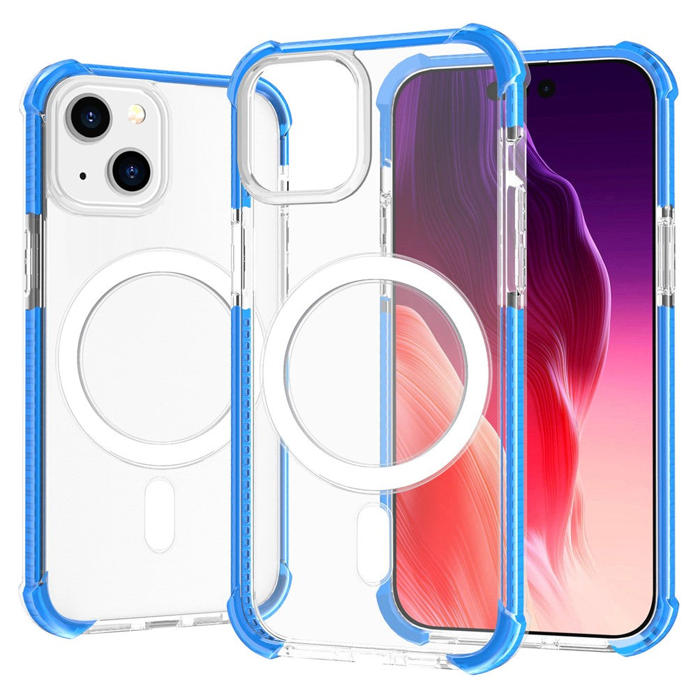 For iPhone 15 Clear Phone Case Four Corners Anti-Drop Acrylic+TPU Cover Compatible with MagSafe