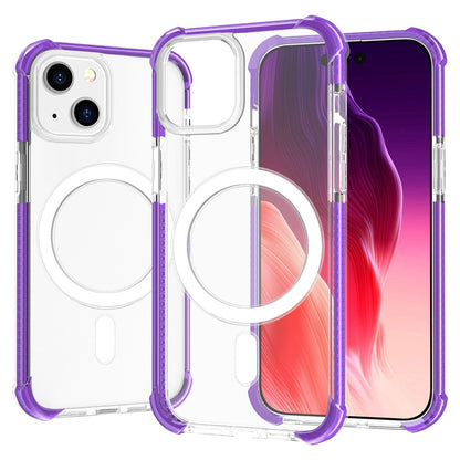For iPhone 15 Clear Phone Case Four Corners Anti-Drop Acrylic+TPU Cover Compatible with MagSafe