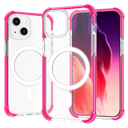 For iPhone 15 Clear Phone Case Four Corners Anti-Drop Acrylic+TPU Cover Compatible with MagSafe