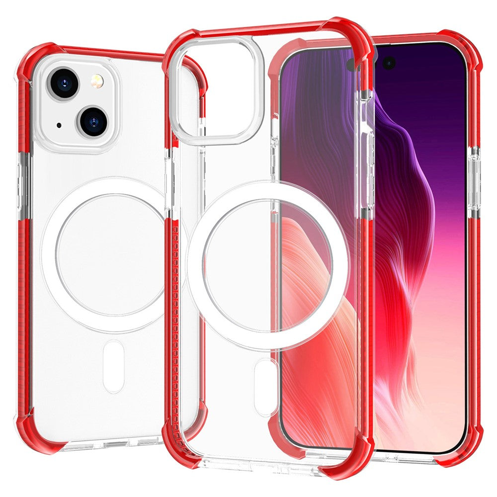 For iPhone 15 Clear Phone Case Four Corners Anti-Drop Acrylic+TPU Cover Compatible with MagSafe