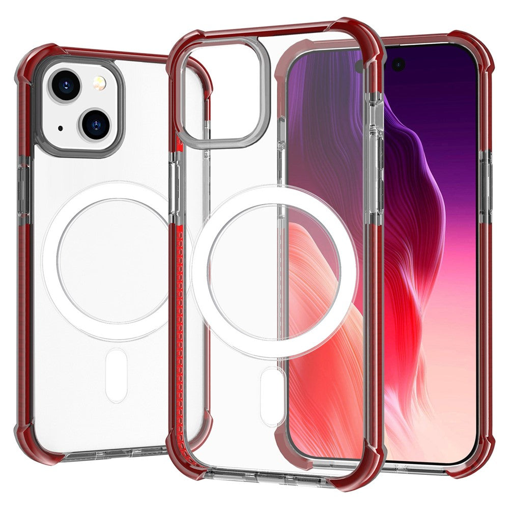 For iPhone 15 Clear Phone Case Four Corners Anti-Drop Acrylic+TPU Cover Compatible with MagSafe