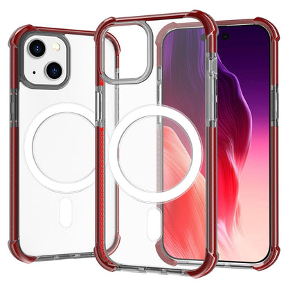 For iPhone 15 Clear Phone Case Four Corners Anti-Drop Acrylic+TPU Cover Compatible with MagSafe