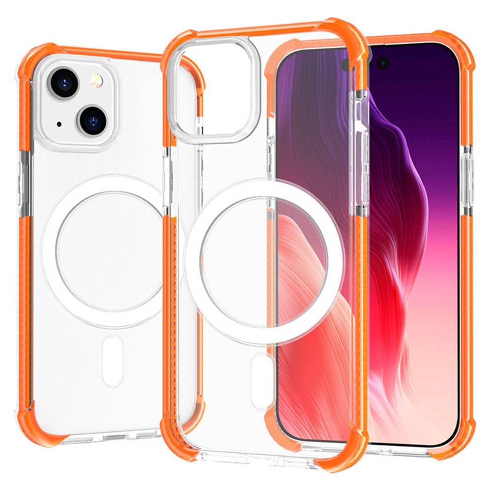 For iPhone 15 Clear Phone Case Four Corners Anti-Drop Acrylic+TPU Cover Compatible with MagSafe