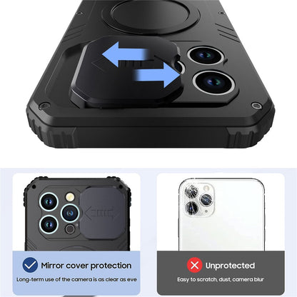 Magnetic Drop-roof Metal+Silicone Case for iPhone 15 Pro Camera Slider Tempered Glass Film Cover Compatible with MagSafe