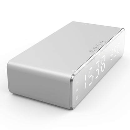 HYY-WX03 Multifunctional Desktop LED Digital Display Alarm Clock Mirror Surface Thermometer with Wireless Charger Function